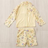 monpoke モンポケ 袖切替 ラッシュガード ピカチュウ＆ボール イエロー&times;90cm 水着 水遊び