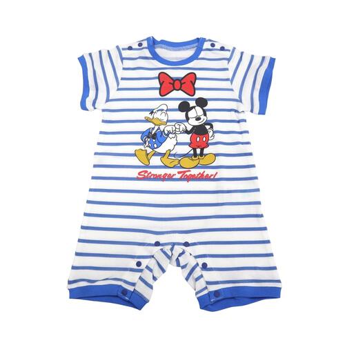 ディズニー 半袖ロンパース ボーダー ドナルドダック 90周年(ブルー&times;70cm) ベビーザらス限定