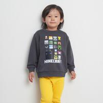 マインクラフト 裏毛キャラクター柄トレーナー チャコール&times;120cm