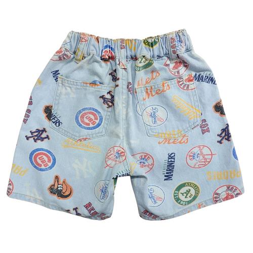 MLB 総柄 デニムハーフパンツ サックス&times;95cm ベビーザらス限定