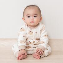 長袖カバーオール フリース クマ柄 ベージュ×80cm