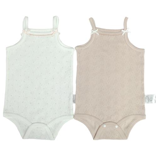 2枚組袖なしロンパース肌着 ドット ホワイト&times;90cm ベビーザらス限定