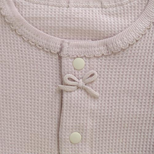 長袖前開きロンパース肌着 2枚組 ワッフル ハート グレー×80cm ベビーザらス限定