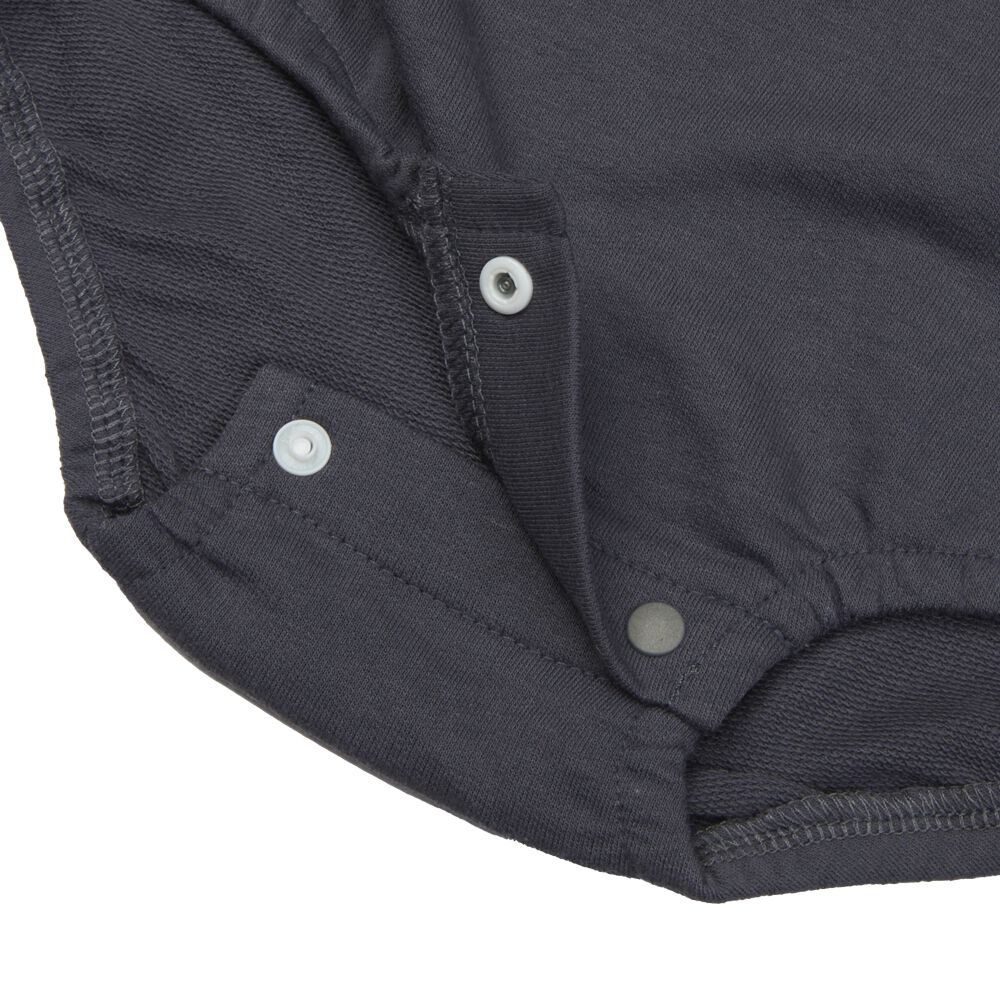 SNOOPY 長袖ボディースーツ スヌーピー チャコール×70-80cm ベビーザら