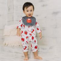 Disney ディズニー 長袖前開きプレオール スタイ付き ベイマックス ホワイト×70-80cm