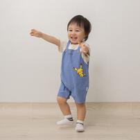  monpoke モンポケ 半袖ロンパース サロペット型 ブルー&times;80cm 