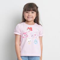 【ティニピン&times;しなこ】半袖Ｔシャツ パフスリーブ 天竺 ピンク&times;120cm