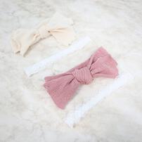 RAT-A-TATR ラッタッター キッズヘアバンドセット 2本組 ジャガード レース ナチュラル