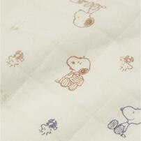 SNOOPY 長袖フィットオール マスコット付き 格子キルト 総柄 スヌーピー ナチュラル×50-60cm ベビーザらス限定