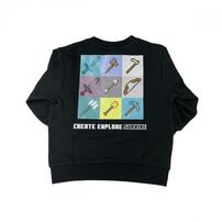 マインクラフト 裏毛アイテム柄トレーナー ブラック&times;140cm