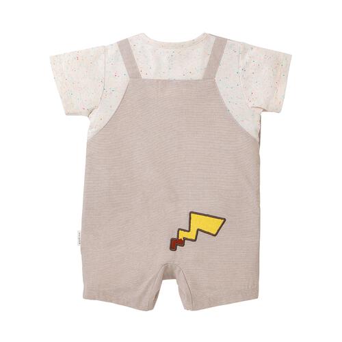 monpoke モンポケ半袖ロンパース サロペット型 ベージュ&times;80cm