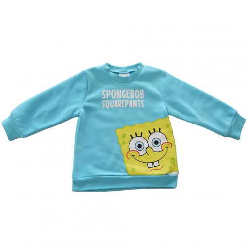 スポンジボブ 長袖デイリートレーナー 起毛 ビッグプリント(ブルー&times;80cm)