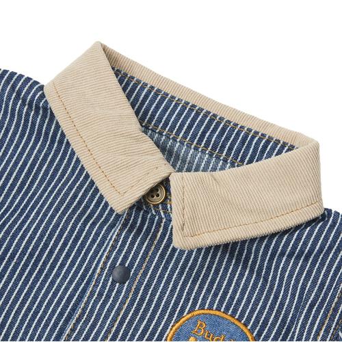 BUDDYLEE 長袖前開きロンパース 衿付き デニム×ニットコール グレー×70cm ベビーザらス限定