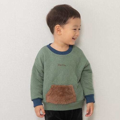 ベビーザらス限定　TINY DRIP キルトトレーナー(グリーン&times;80cm)