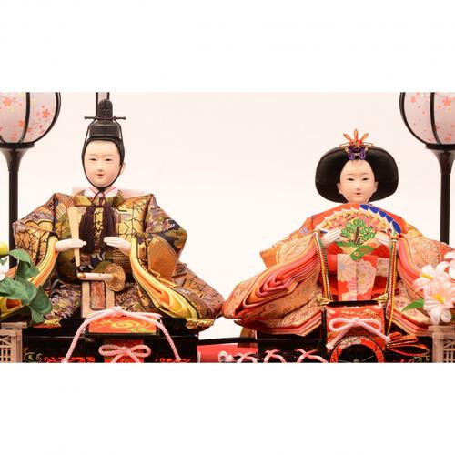 【雛人形】ケース飾り 親王飾り「桜模様黒塗」 (322201)ひな人形 ひな祭り お雛様 おしゃれ【メーカー直送】