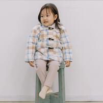 RAT-A-TATR ラッタッター ダッフルコート 中綿 チェック ナチュラル×95cm