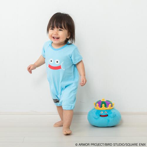 ドラクエベビー＆キッズ 半袖フィットオール キングスライム(ブルー×70-80cm)