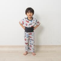 TOMICA トミカ 半袖パジャマ 総柄 腹巻付き グレー&times;110cm