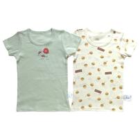 2枚組 抗菌半袖シャツ肌着 フライス たこ焼き グリーン×90cm