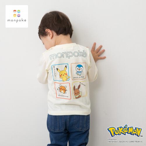 monpoke モンポケ 長袖Ｔシャツ シリコンワッペン(ナチュラル×100cm)