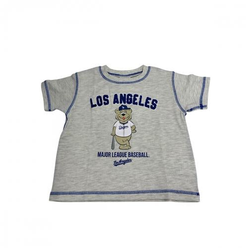 MLB クマ柄プリントＴシャツ ドジャース ライトグレー&times;95cm