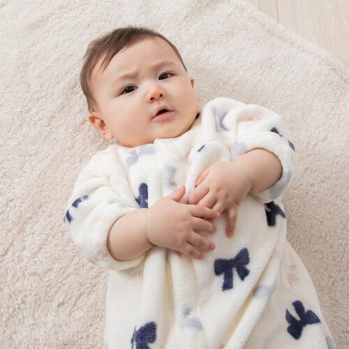 ２WAYドレスオール フリース リボン柄 グレー×50-60cm