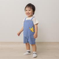  monpoke モンポケ 半袖ロンパース サロペット型 ブルー&times;80cm 