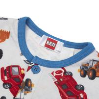 TOMICA トミカ 前開き長袖パジャマ 総柄 キルト 腹巻付き ブルー×110cm