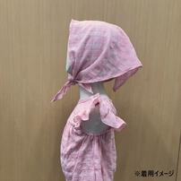 FirstCloset 半袖ロンパース 先染めチェック バブーシュカ付き ピンク&times;70cm