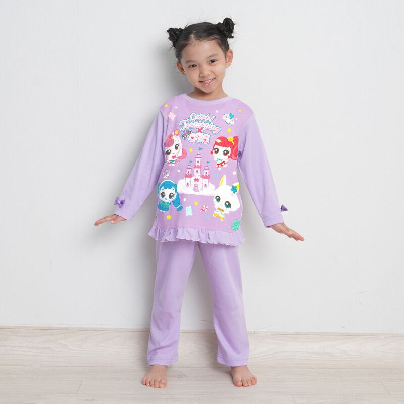 ティニピン×しなこ】長袖パジャマ かぶり スムス パープル×120cm