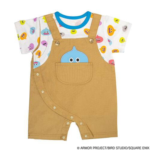 ドラクエベビー＆キッズ サロペット風半袖ロンパース スライムぴぴぴ ベージュ&times;70cm