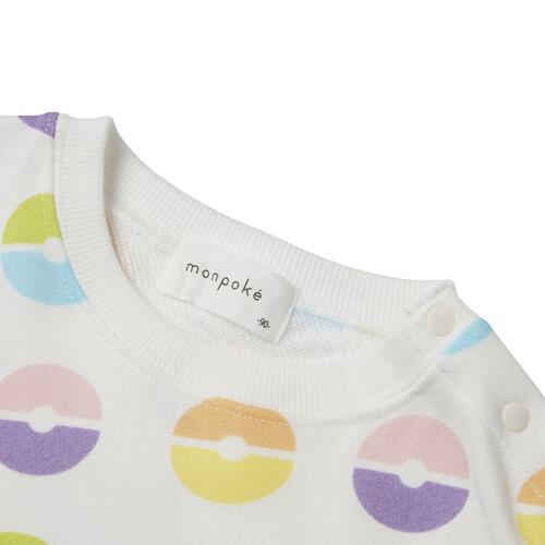 monpoke モンポケ トレーナー 総柄 はみだしアップリケ ピカチュウ ホワイト&times;80cm