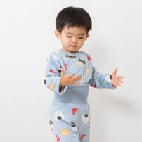 長袖腹巻パジャマ フリース おにぎり柄 ブルー×80cm ベビーザらス限定