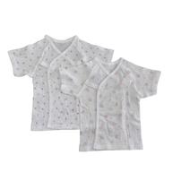 新生児肌着 短肌着 ２枚組 ハートウサギ×小花柄 ホワイト×50-60cm