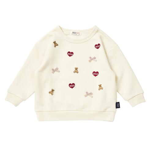 POLO BCS ハート刺繍トレーナー アイボリー&times;80cm ベビーザらス限定