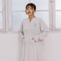 monpoke モンポケ 長袖前開きワンピースパジャマ ワンポイント グレー&times;M-L ベビーザらス限定