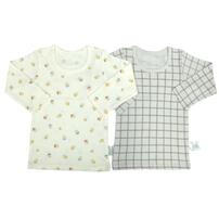 長袖シャツ肌着2枚組 スムス ドングリ×チェック グレー×100cm ベビーザらス限定