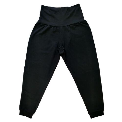 マタニティパンツ  ストレッチリップルリブ ジョガーパンツ ブラック×m