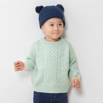 ベビーザらス限定　RAT-A-TATR ラッタッター ケーブルニット(グリーン&times;95cm)