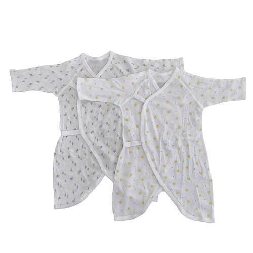 新生児肌着 コンビ肌着 ２枚組 ヒヨコ×街柄 ホワイト×50-70cm