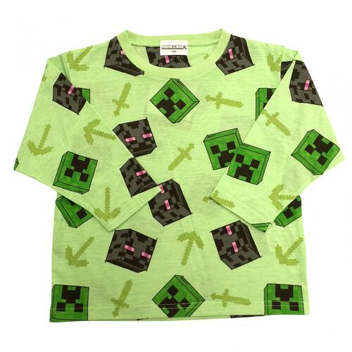マインクラフト 天竺長袖パジャマ＋半袖Ｔシャツセット パジャマ グリーン&times;120cm ベビーザらス限定