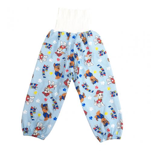 パウパトロール 長袖パジャマ 裏綿ダイヤキルト 総柄丸首 ブルー×100cm