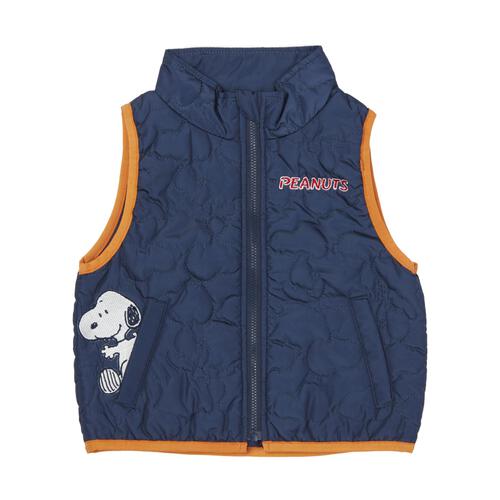 SNOOPY スヌーピー ベスト 中わたキルト ネイビー×80cm