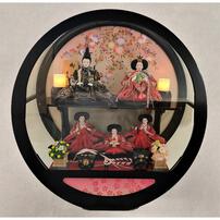 【雛人形】ケース飾り 五人飾り「金彩枝桜丸形黒塗アクリル」  (322507)ひな人形 おしゃれ 丸型トイザらス・ベビーザらス限定【メーカー直送】