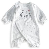 長袖ちびオール ベロア アイラブじーじぃ刺繍 ホワイト×60-70cmベビーザらス限定