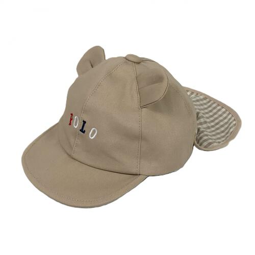 POLOBCS クマ耳キャップ 日よけ付き ミディアムベージュ&times;42cm