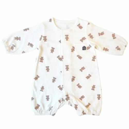 長袖前開きワンタッチロンパース クマ(ブラウン×50-60cm) ベビーザらス限定