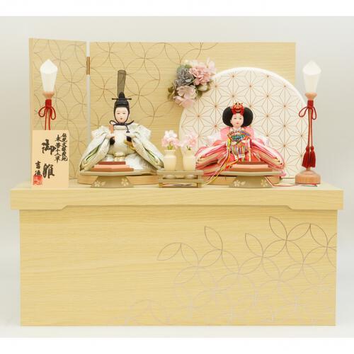 【雛人形】収納親王飾り「白木目吉祥文様蒔絵」（605887）
