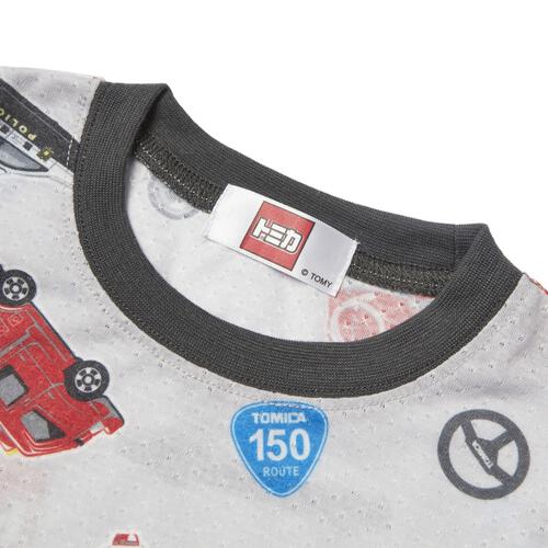 TOMICA トミカ 半袖パジャマ 総柄 腹巻付き グレー&times;100cm 
