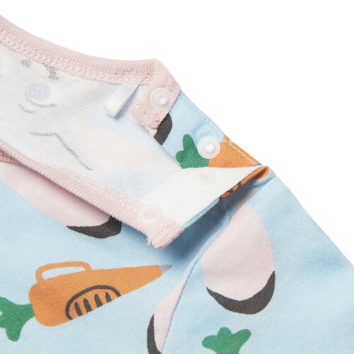 ディズニー ズートピア 半袖ボディスーツ 総柄 ジュディ ブルー&times;70cm